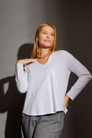 White V-Neck Long Sleeve Tee