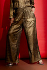 Gold Liquid Lame Cargo Pants