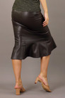 Dark Khaki Vegan Leather Flounce Skirt