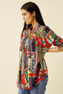 Red Patchwork Drape Shirt - SALE