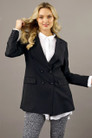 Black Sheen Long Line Blazer - SALE