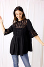 Black Lace Peplum Top - SALE