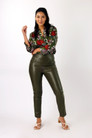 Dark Khaki Vegan Leather Slim Pant - SALE