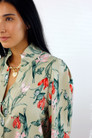 Mint Floral Silky Puff Shirt