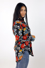 Black Floral Silky Asana Shirt