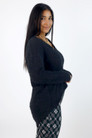 Black Fluffy V Neck Jumper