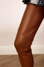 Tan Vegan Leather Biker Legging