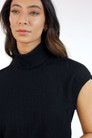 Black Rib High Neck Top