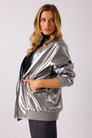 Gunmetal Vegan Leather Bomber Jacket