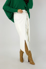  Off White Pearl Vegan Leather Wrap Skirt