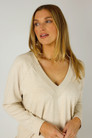 Oatmeal Woolly Plain Vee Jumper