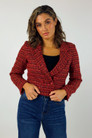 Red Cropped Tweed Jacket