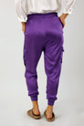 Purple Satin Cargo Pants