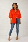 Orange Silky Keyhole Shirt