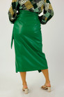 Green Vegan Leather Wrap Skirt