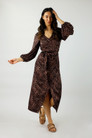 Brown Leopard Silky Wrap Dress