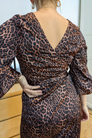 Brown Leopard Silky Wrap Dress