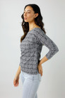 Navy Tweed Boatneck Top