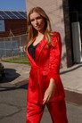 Red Satin Feather Blazer