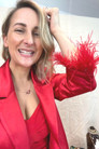 Red Satin Feather Blazer