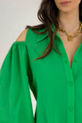 Bright Green Chiffon Keyhole Shirt