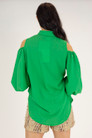 Bright Green Chiffon Keyhole Shirt