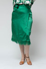 Green Satin Feather Skirt