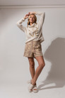 Beige Applique Short