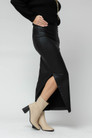 Black Waxed Split Skirt - SALE