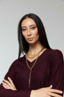 Plum Diamond V Neck Jumper