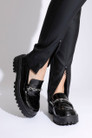 Black Waxed Zip Leg Pants