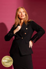 Black Sequin Trim Sisca Blazer