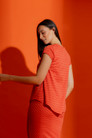 Orange Wave Bell Cap Sleeve Top - FINAL SALE