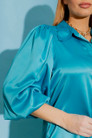 Aqua Silky Balloon Sleeve Shirt