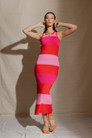 Pink / Hot Pink / Red Stripe Rib Dress