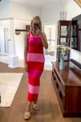 Pink / Hot Pink / Red Stripe Rib Dress