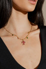 Gold Mini Cross Necklace - Red