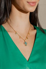 Gold Mini Cross Necklace - Blue