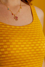 Yellow Checkerboard Double Layer Cami