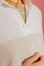 White/Natural Splice Linen Everyday Shirt