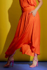 Orange Silky Slip Skirt