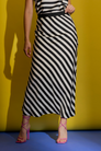 Black / Ivory Thick Stripe Bias Skirt