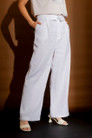 White Luxury Linen Paperbag Pant