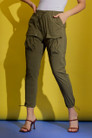 Khaki Parachute Slim Leg Cargo Pant