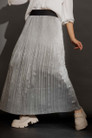 Silver Metallic Pleat Skirt