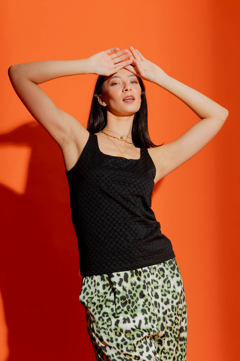 Checkerboard Print Cotton Cami Nightdress main image 1