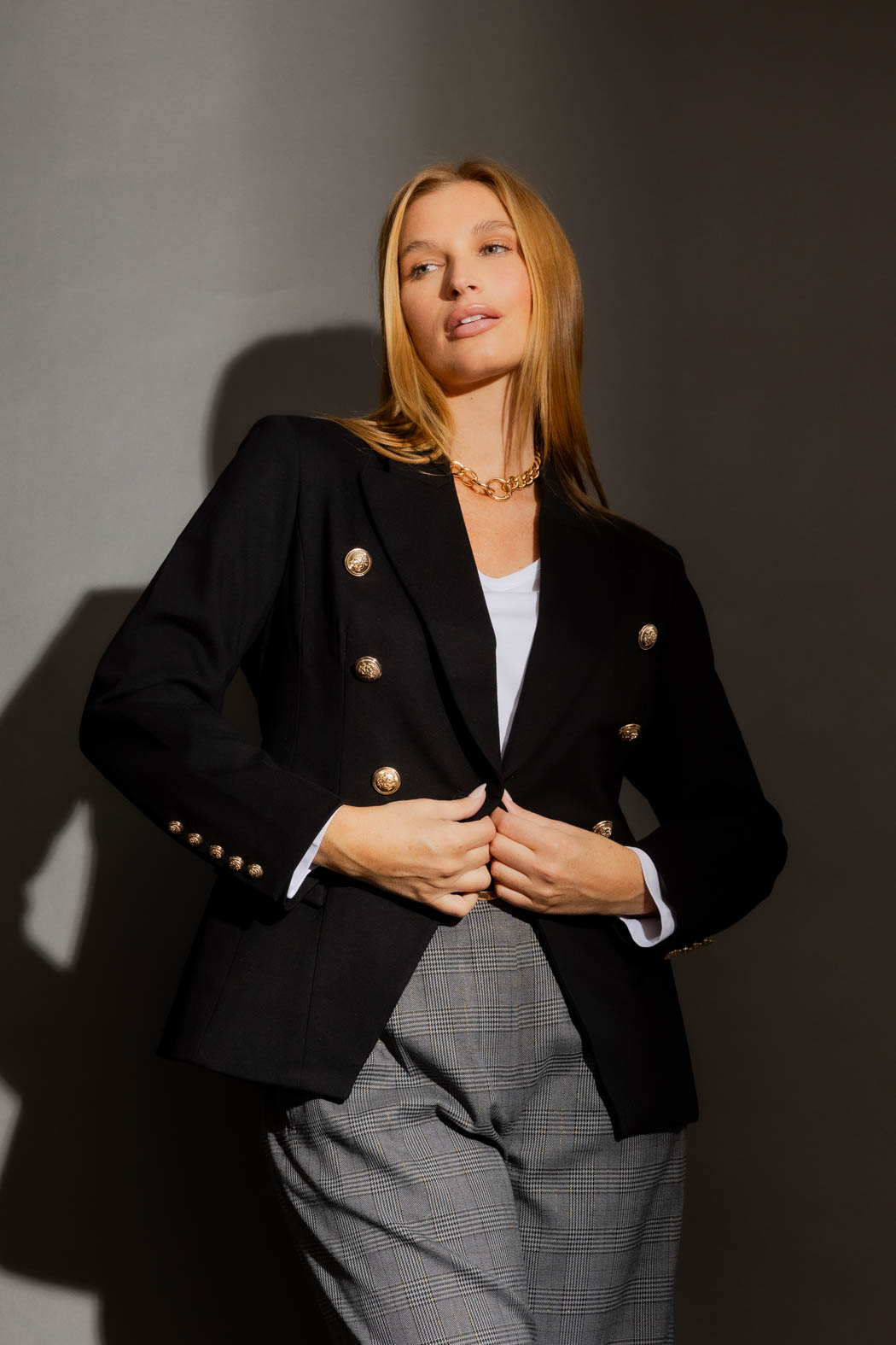 Black Ponte Back Belted Sisca Blazer Women's Black Blazer Online