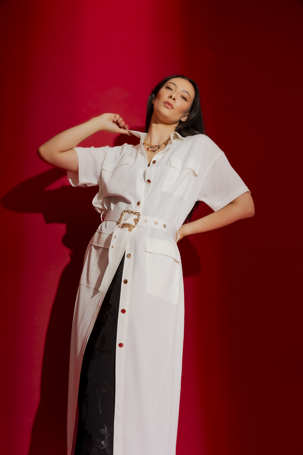 White Shirt Dress Women's Dresses