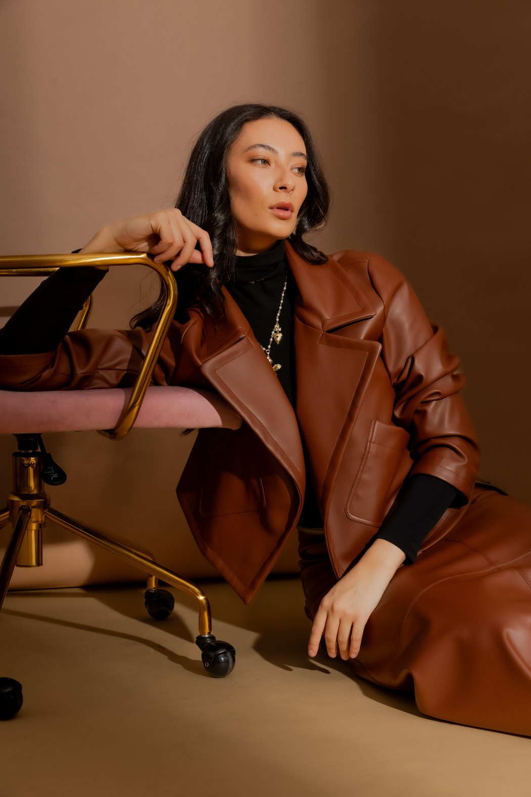 Tan Faux Leather Jacket| Women's Jackets