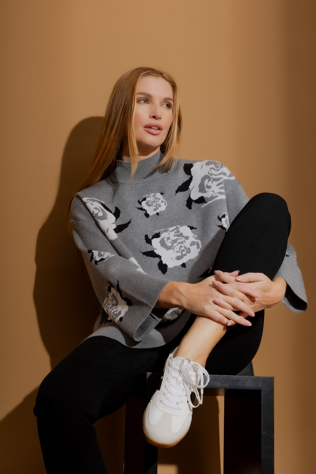 Grey Blossom Knit Jumper